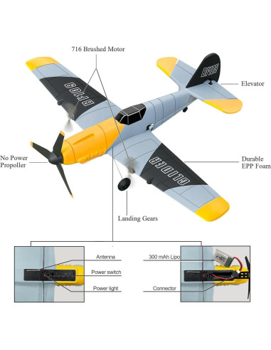 Aviación RC HAWK'S WORK BF-109 34.5x33.5cm para Niños