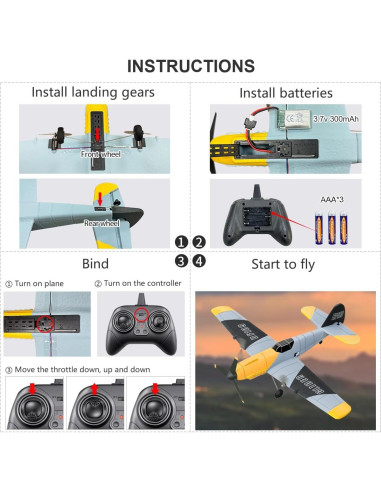 Aviación RC HAWK'S WORK BF-109 34.5x33.5cm para Niños