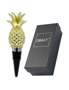 Tapón para Vino OBALY en Forma de Piña Dorada Reutilizable