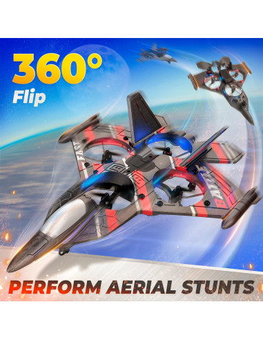 Dron BEZGAR Avión RC Rojo con Giroscopio y 360 Grados