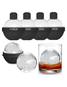 Moldes de Hielo Redondos FOSOE - Set de 4 Silicona 6.35 cm