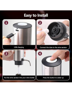 Decantador de Vino Eléctrico BGFOX Recargable Acero Inoxidable 2