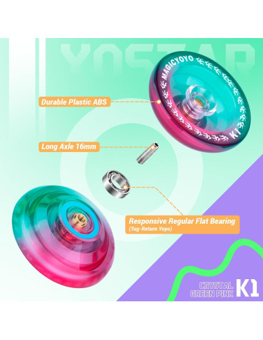 Yoyo YOSTAR K1 Verde Rosa para Niños Principiantes