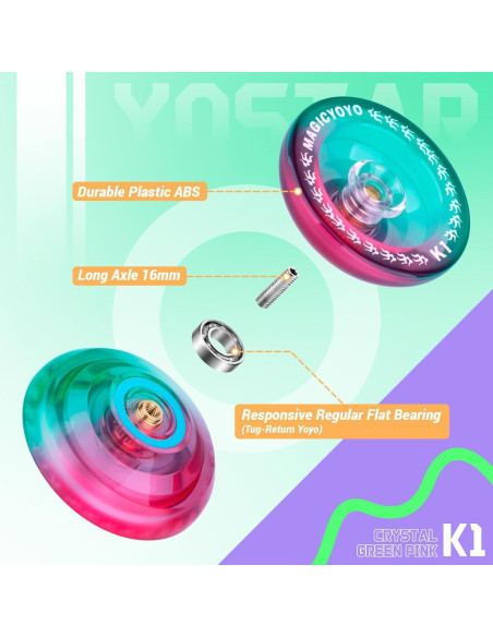 Yoyo YOSTAR K1 Verde Rosa para Niños Principiantes