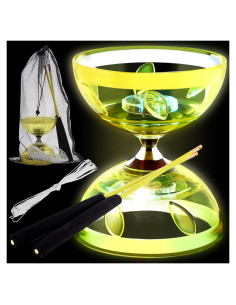 Diabolo Chino LED Simgoing Amarillo con Varillas y Cuerda
