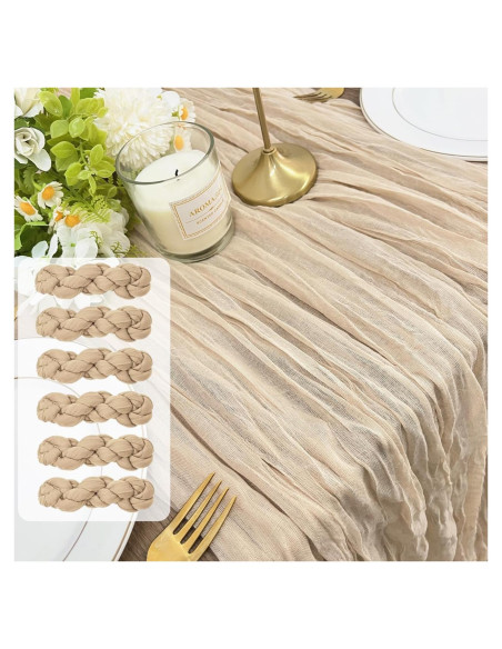 Paquete de 6 Caminos de Mesa de Gasa Boho Nude 35x300 cm