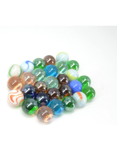 12 Canicas de Vidrio Surtidas Qich 11.4x7.6 cm Colores Vivos