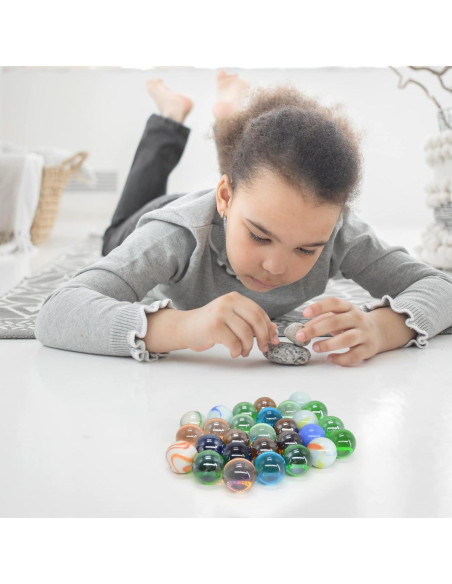 12 Canicas de Vidrio Surtidas Qich 11.4x7.6 cm Colores Vivos