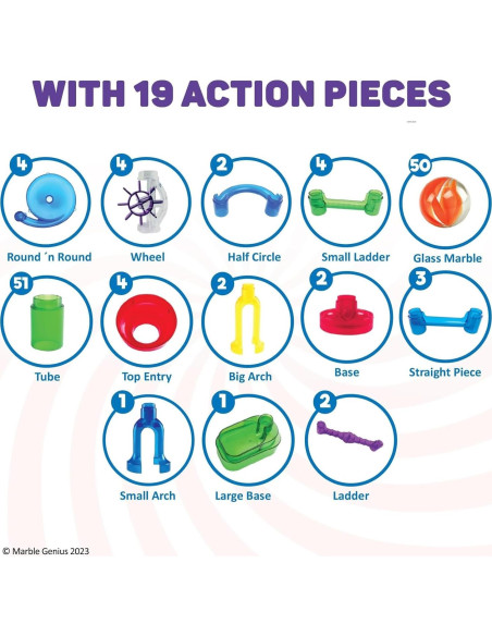 Juego de Canicas Marble Genius - 130 Piezas para Niños