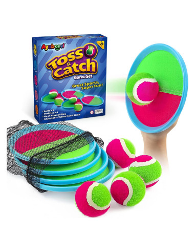 Juego de Lanzar y Atrapar Ayeboovi 4 Palas y 4 Pelotas
