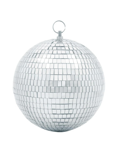 Bola de Disco Espejo Plateada 20 cm con Anillo Colgante