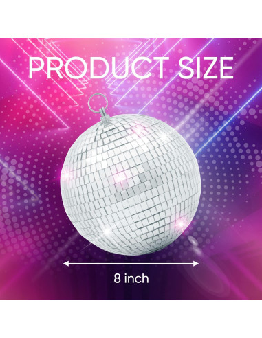 Bola de Disco Espejo Plateada 20 cm con Anillo Colgante