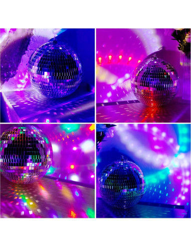 Bola de Disco Espejo Plateada 20 cm con Anillo Colgante