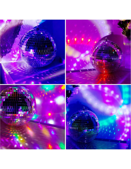 Bola de Disco Espejo Plateada 20 cm con Anillo Colgante