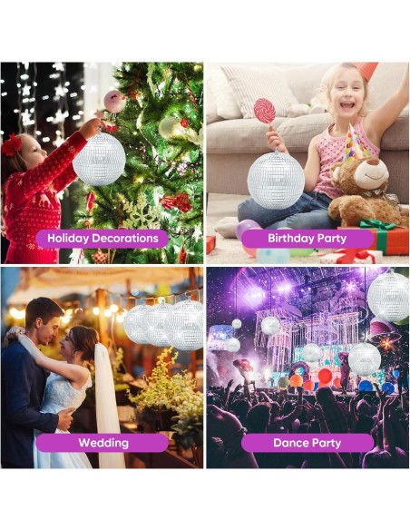 Bola de Disco Espejo Plateada 20 cm con Anillo Colgante