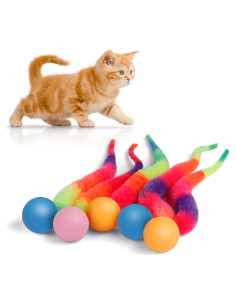 Juguete para Gatos SHENGSEN 5 Paquetes Gusano Colorido