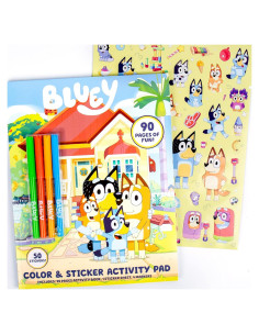 Libro para Colorear Bluey 90 Páginas + 4 Marcadores
