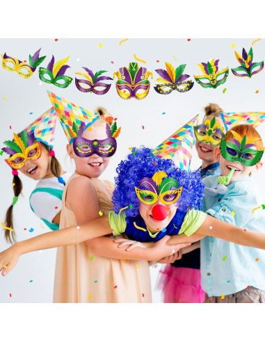 Lenwen 16 Pcs Máscaras DIY Carnaval para Colorear con Marcadores