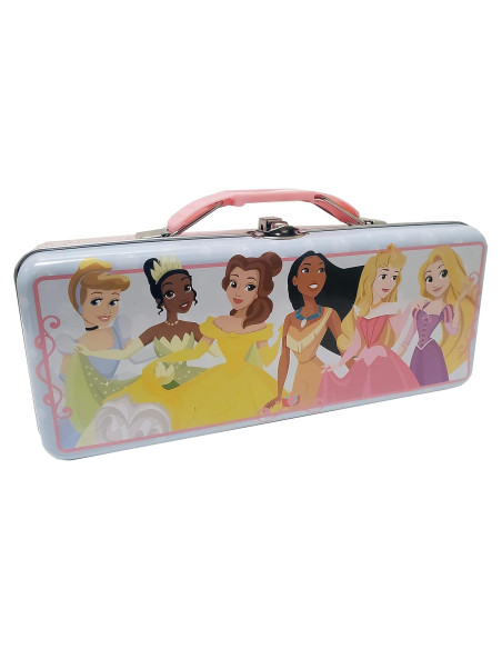 Caja de Lata Rosa Disney Princesa para Lápices y Juguetes
