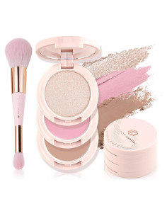 Paleta de Maquillaje Color Nymph 3 en 1 Rubor Contorno Iluminador