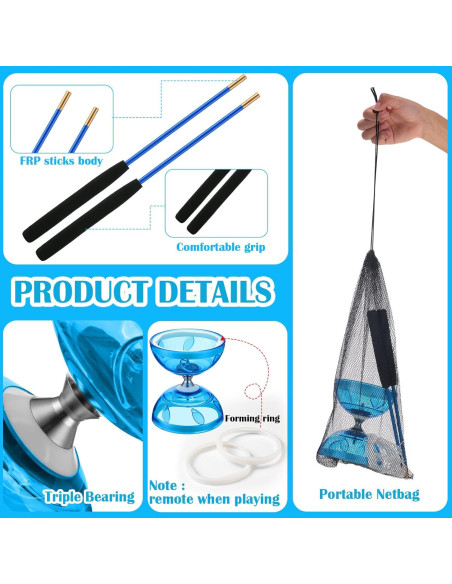 Juego de Diabolo Chino Simgoing con Palos y Cuerda Azul