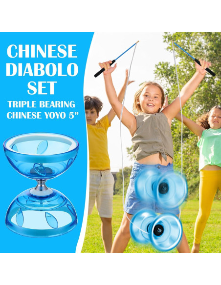 Juego de Diabolo Chino Simgoing con Palos y Cuerda Azul