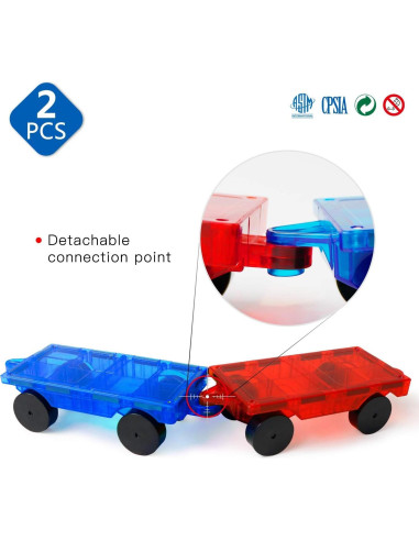 MAGBLOCK Juego de 2 Coches Magnéticos para Juguetes STEM