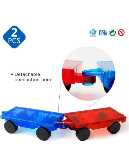 MAGBLOCK Juego de 2 Coches Magnéticos para Juguetes STEM