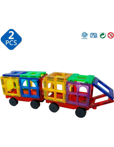 MAGBLOCK Juego de 2 Coches Magnéticos para Juguetes STEM