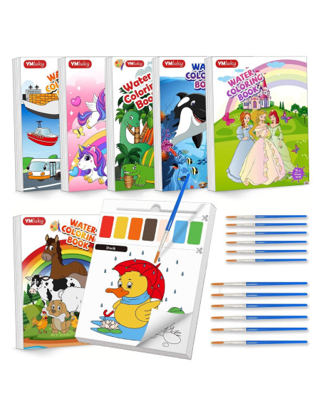 Libros para Pintar con Agua YMluky - 6 Temas para Niños