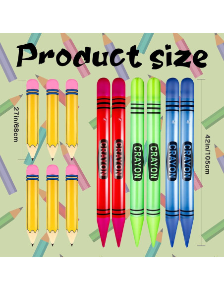 12 Pzs Crayones Inflables Gigantes Denylo Pro Decoración