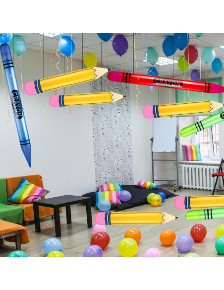 12 Pzs Crayones Inflables Gigantes Denylo Pro Decoración