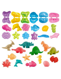 Set de 18 Moldes de Dinosaurios y Océano + 10 Arcillas Yiklucg