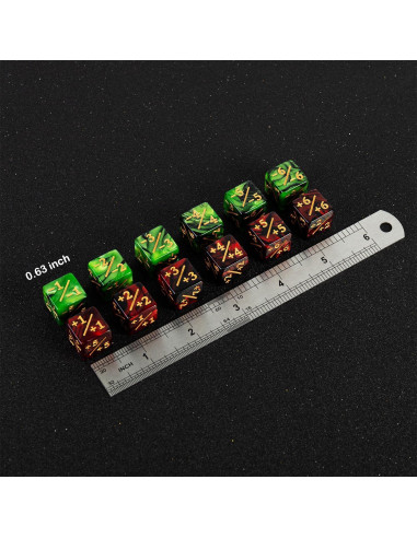 Juego de 24 Dados Contadores LAMJAM MTG Rubí y Esmeralda