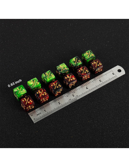 Juego de 24 Dados Contadores LAMJAM MTG Rubí y Esmeralda