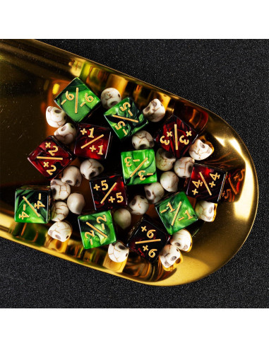 Juego de 24 Dados Contadores LAMJAM MTG Rubí y Esmeralda