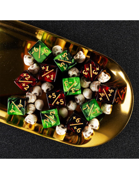 Juego de 24 Dados Contadores LAMJAM MTG Rubí y Esmeralda