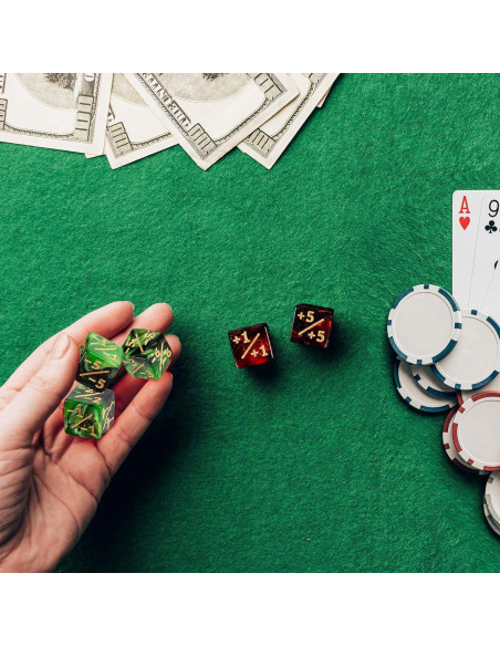 Juego de 24 Dados Contadores LAMJAM MTG Rubí y Esmeralda