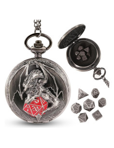 Juego de Dados D&D Banloga 7PCS Metal con Estuche Dragón