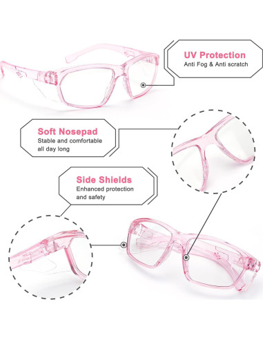 Gafas de Seguridad ProtectX Classic Rosa 1.5 Antivaho y Antirayones