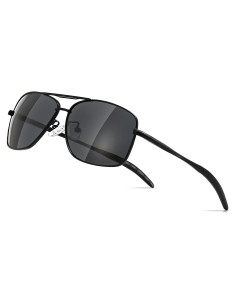 Gafas de sol polarizadas SUNGAIT para hombres, marco metal gris