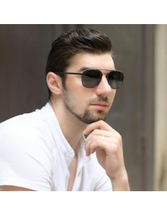 Gafas de sol polarizadas SUNGAIT para hombres, marco metal gris 2