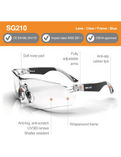 Gafas de Seguridad DEX FIT SG210 Antivaho UV385 6 Pares 2