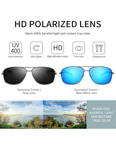 Gafas de sol polarizadas SUNGAIT para hombres, marco metal