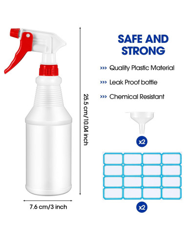 Yinder 18 Botellas Spray Vacías 480 ml Ajustables a Prueba de Fugas