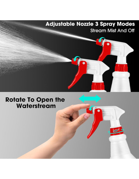 Yinder 18 Botellas Spray Vacías 480 ml Ajustables a Prueba de Fugas