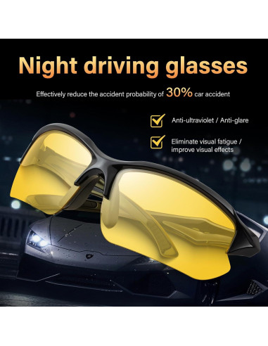 Gafas de Visión Nocturna Polarizadas 3PACK Hombres Lentes Amarillas
