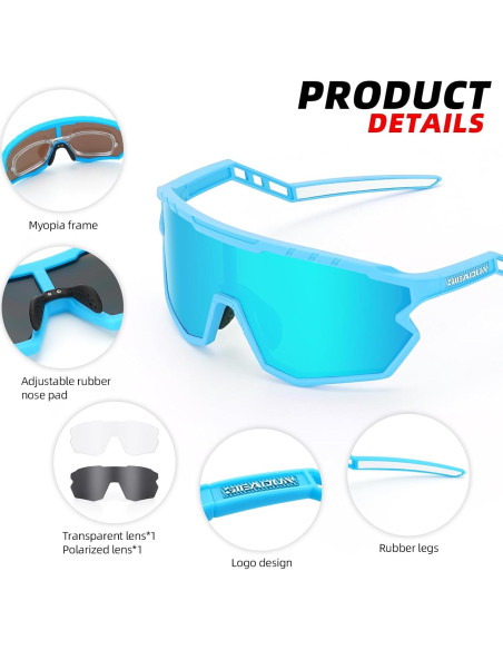 Gafas de sol deportivas GIEADUN con 3 lentes intercambiables