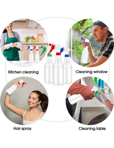 Yinder 18 Botellas Spray Vacías 480 ml Ajustables a Prueba de Fugas