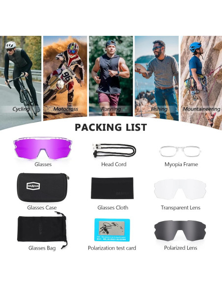 Gafas de sol deportivas GIEADUN con 3 lentes intercambiables